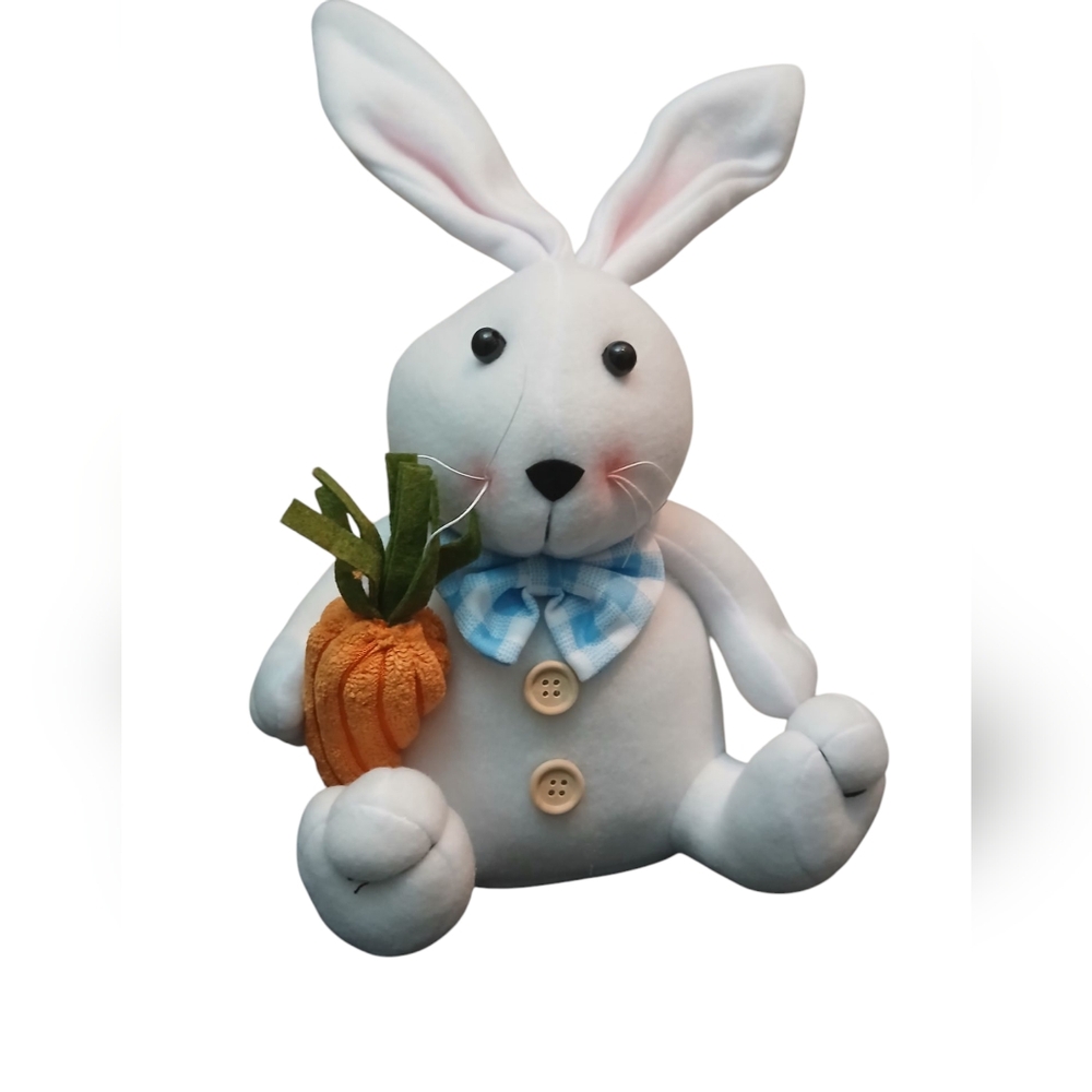 Happy Easter 12 inch fabric Bunny with Carrot 12 inches nwt